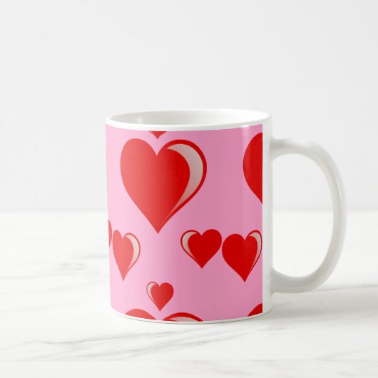 Rotes und rosa Herz-Valentinstag-Muster Kaffeetasse (Rechts)