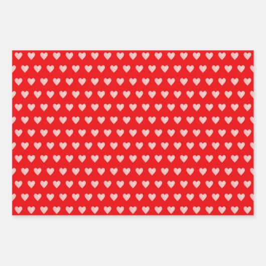 Rotes und rosa Herzmuster auf grün, rot und weiß Geschenkpapier Set (Vorderseite 2)