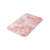 Rotes und rosa Herzmuster Badematte (Schrägansicht)