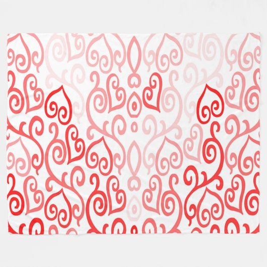 Rotes und rosa Herzmuster Fleecedecke (Vorderseite (Horizontal))