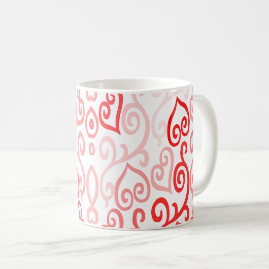 Rotes und rosa Herzmuster Kaffeetasse (VorderseiteRechts)
