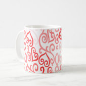 Rotes und rosa Herzmuster Kaffeetasse (Vorderseite Links)
