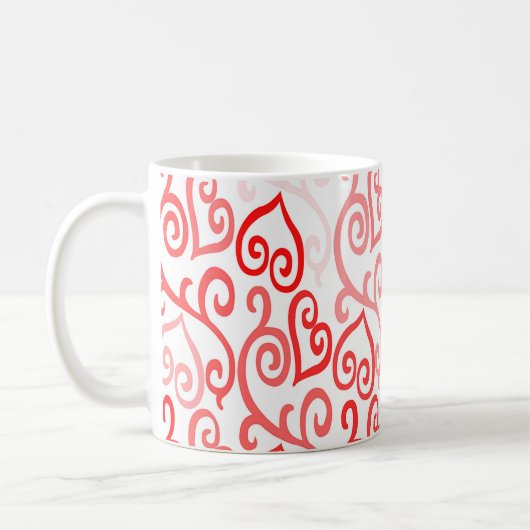 Rotes und rosa Herzmuster Kaffeetasse (Links)