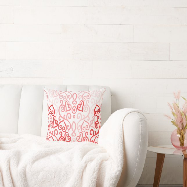 Rotes und rosa Herzmuster Kissen (Liege)