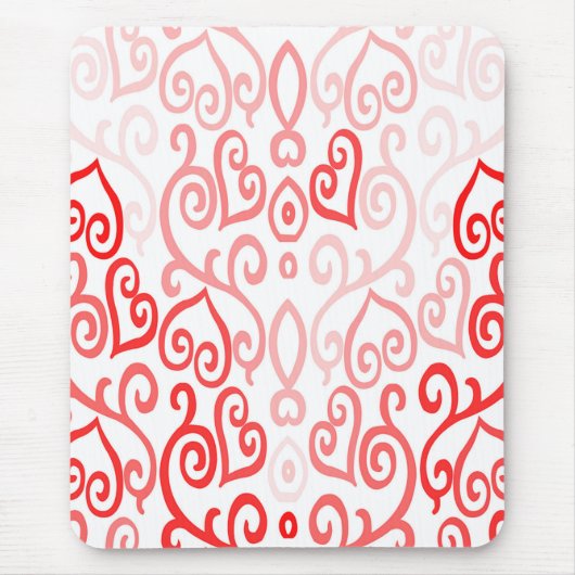 Rotes und rosa Herzmuster Mousepad (Vorne)