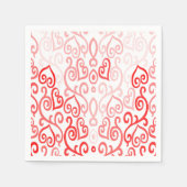 Rotes und rosa Herzmuster Serviette (Vorderseite)