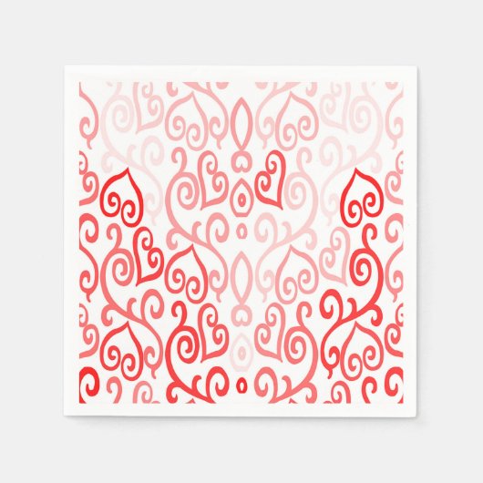 Rotes und rosa Herzmuster Serviette (Vorderseite)