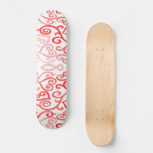 Rotes und rosa Herzmuster Skateboard (Vorderseite)