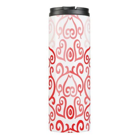 Rotes und rosa Herzmuster Thermosbecher (Rückseite)