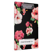 Rotes und rosa Hibiskus, weißes Etikett personalis Klemmbrett (Rechts)