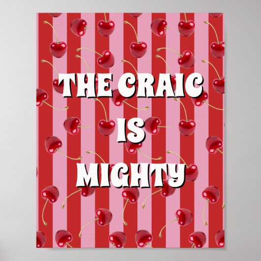 Rotes und rosa irisches Poster The craic is mighty (Vorne)