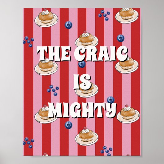 Rotes und rosa irisches Poster The craic is mighty (Vorne)