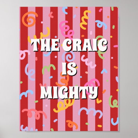 Rotes und rosa irisches Poster The craic is mighty (Vorne)