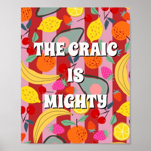 Rotes und rosa irisches Poster The craic is mighty (Vorne)