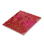Rotes und rosa Mandalamuster Fliese (Seite)