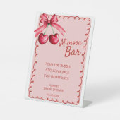 Rotes und rosa Mimosa Bar Cherry Brautparty Sockelschild (Vorderseite)