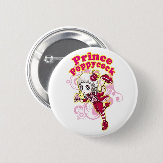 Rotes und rosa Poppycock Button (Vorne & Hinten)