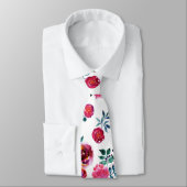 Rotes und rosa Rosenmuster Krawatte (Gebunden)