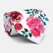 Rotes und rosa Rosenmuster Krawatte (Gerollt)