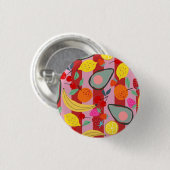 Rotes und rosa Streifen-Fruchtmuster Button (Vorne & Hinten)