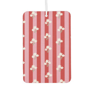 rotes und rosa Streifendesign mit weißen Blumen Autolufterfrischer