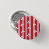 rotes und rosa Streifendesign mit weißen Blumen Button (Vorne & Hinten)