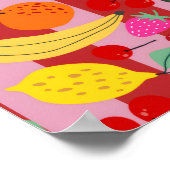 Rotes und rosa Streifenfruchtmuster  Poster (Ecke)