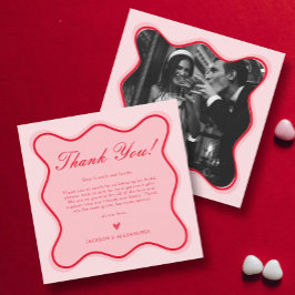 Rotes und rosa Valentinin-Brautparty Dankeskarte