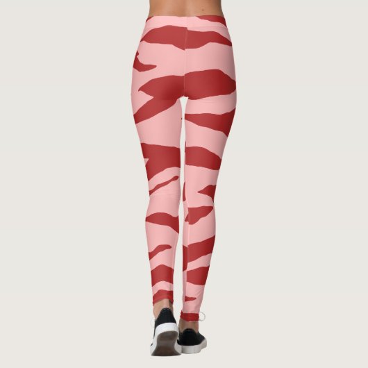 Rotes und rosa Zebra-Wildtiermuster Leggings (Rückseite)