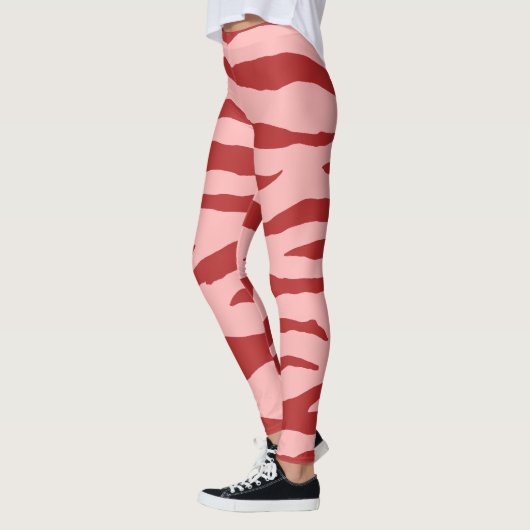 Rotes und rosa Zebra-Wildtiermuster Leggings (Links)