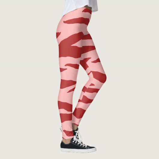 Rotes und rosa Zebra-Wildtiermuster Leggings (Rechts)