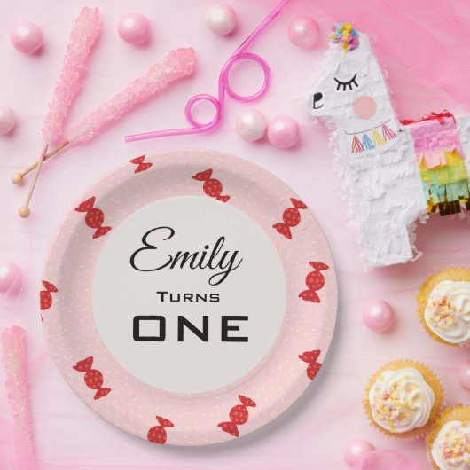 Rotes und rosafarbenes Bartopaplatt Pappteller (Party)