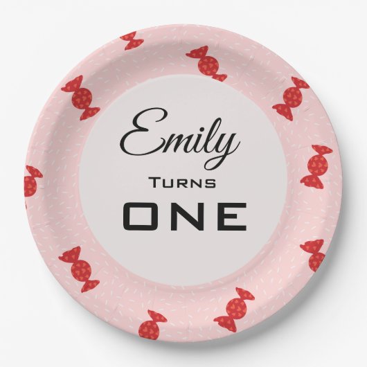 Rotes und rosafarbenes Bartopaplatt Pappteller (Vorderseite)