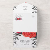 Rotes und schwarz-gotisches Blumenhandgefühl All In One Einladung (Außenbereich)