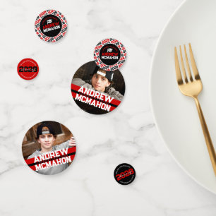 Rotes und schwarzes Abschluss Foto Personalisierte Konfetti