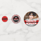 Rotes und schwarzes Abschluss Foto Personalisierte Konfetti (Rückseiten)
