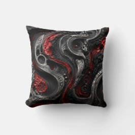 Rotes und schwarzes abstraktes Geode-Kissen - Mode Kissen