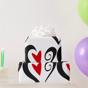 Rotes und schwarzes abstraktes Herz moderner Roman Geschenkpapier