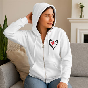 Rotes und schwarzes abstraktes Herz modernes Roman Hoodie