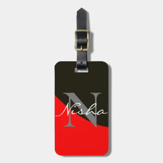 Rotes und schwarzes abstraktes Monogramm Gepäckanhänger