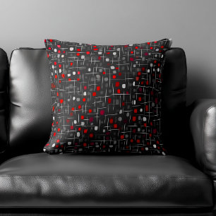 Rotes und schwarzes abstraktes Muster Kissen