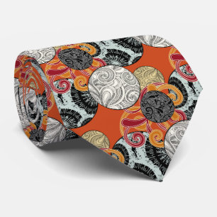 Rotes und schwarzes abstraktes Retro-Swirbelmuster Krawatte