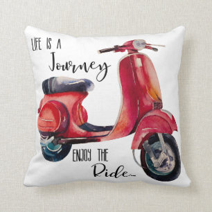 Rotes und schwarzes Aquarell-Roller-Fahrrad Kissen