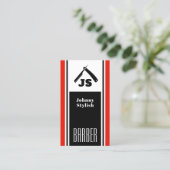 Rotes und schwarzes Barbier  Visitenkarte (Stehend Vorderseite)