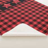 Rotes und Schwarzes Buffalo Kariert mit Roten Ster Sherpadecke (3/4)