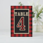 Rotes und Schwarzes Buffalo Kariert Rustikale Tisc Einladung (Stehend Vorderseite)