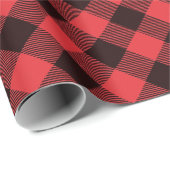 Rotes und Schwarzes Buffalo Karo Wrapping Paper Geschenkpapier (Rolleneckpunkt)