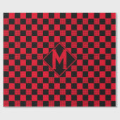 Rotes und schwarzes Büffel, kariert Monogramm, Kar Geschenkpapier (Flach)