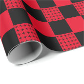 Rotes und schwarzes Büffel, kariert Monogramm, Kar Geschenkpapier (Rolleneckpunkt)