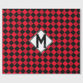 Rotes und schwarzes Büffel, kariert Monogramm, Kar Geschenkpapier (Flach)
